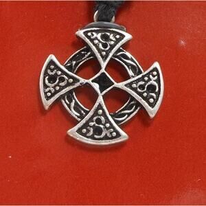 Vintage Celtic Vision Sacred Symbols Cross Necklace Pendant 24 Adjustable Cord